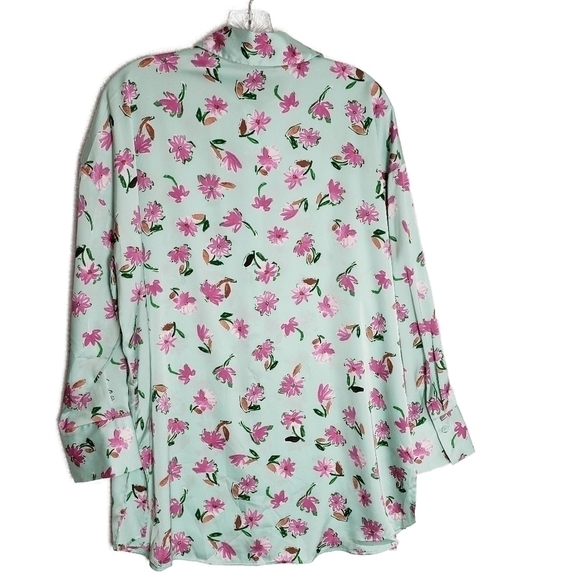 ZARA Satin Feel Oversize Floral Print Blouse Size XS - Picture 3 of 9
